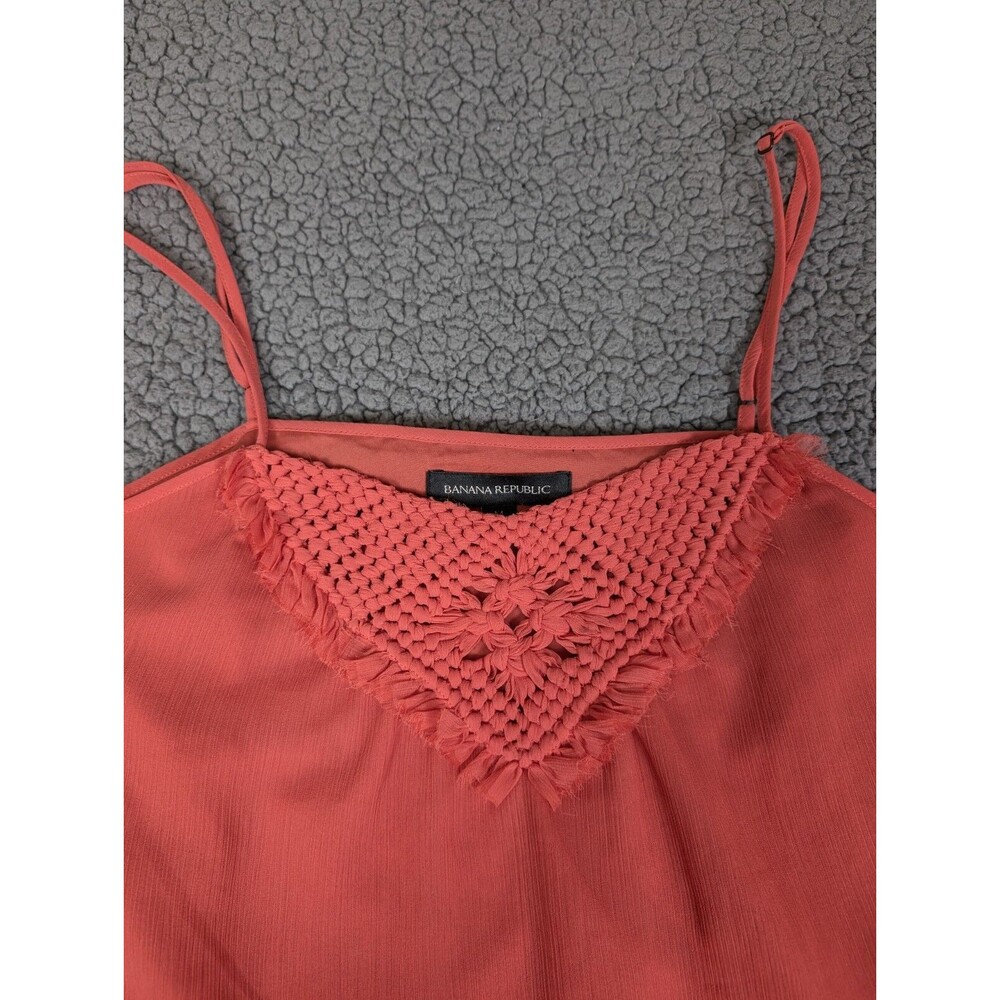 Banana Republic Tank Top Woven Macrame Size M Red Lightweight Spaghetti Straps - Picture 2 of 12
